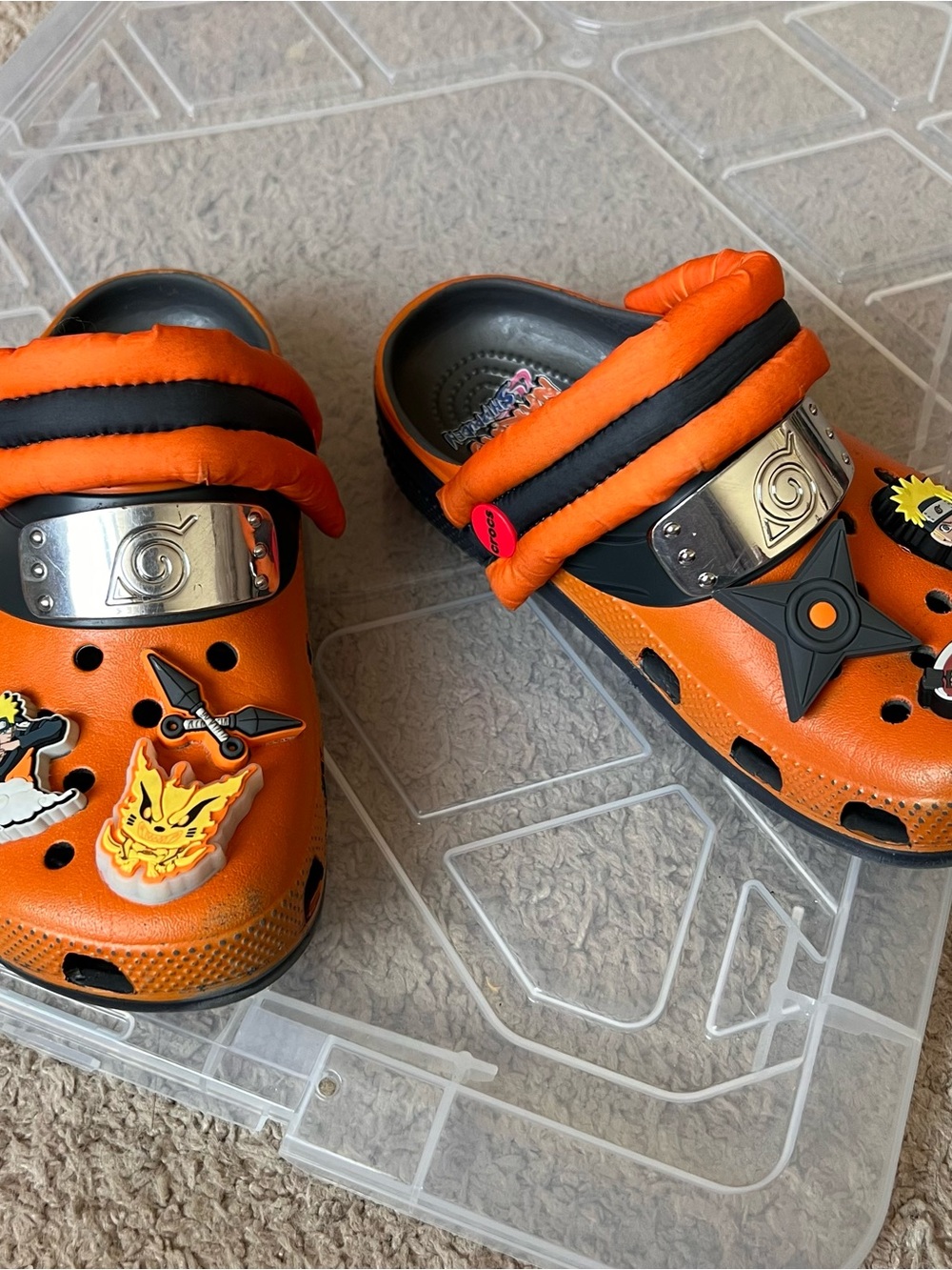 Crocs Orange Kids Clog Sandals with Black Accents - Naruto Style Size J2